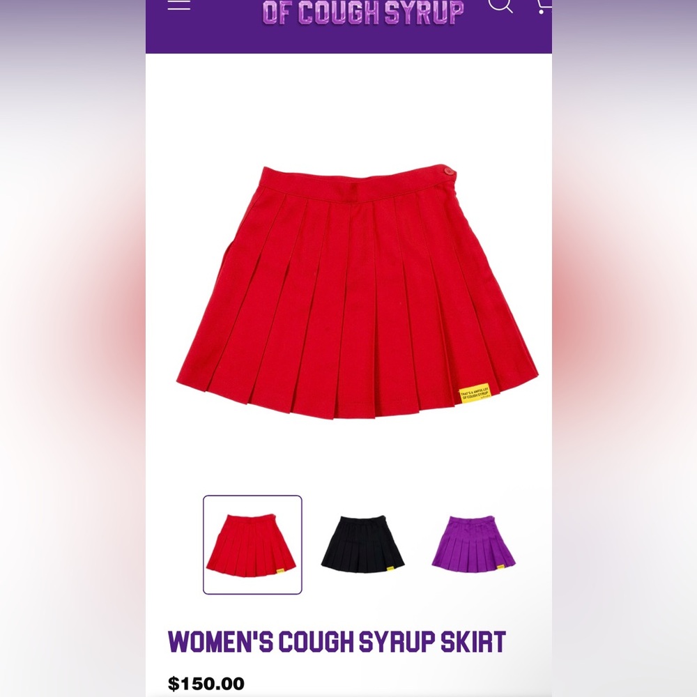 Awful Lot Of Cough Syrup Red Pleated Skirt Size XL
